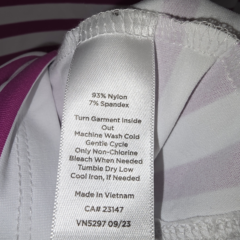 Talbots Magenta and White Striped Short Sleeve Top Size 2x Smooth Sleek‎ Stretch - Picture 5 of 5